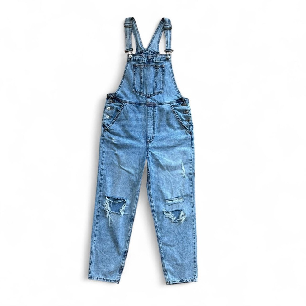 H&M Blue Denim Distressed Overalls